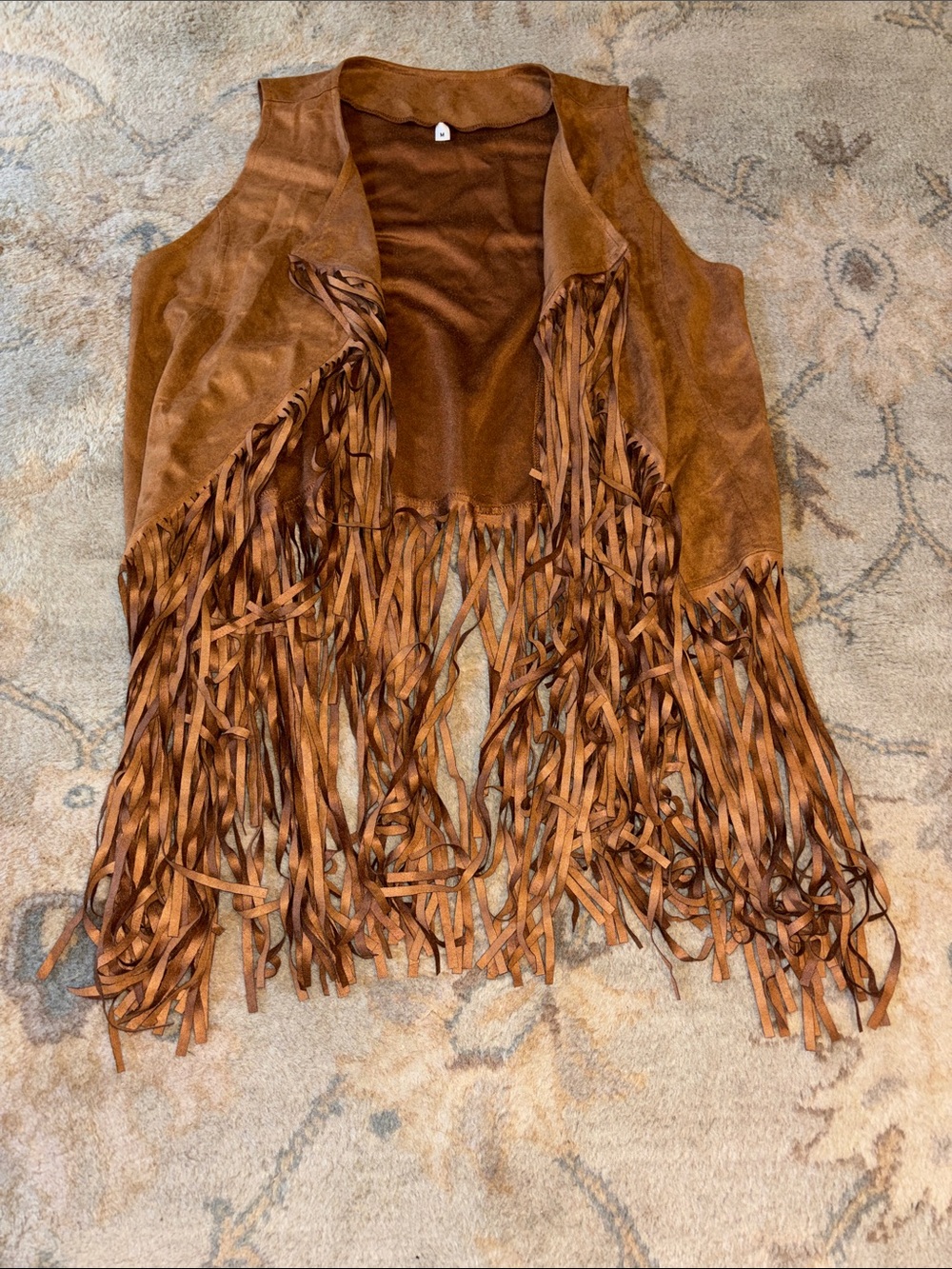 Brown Faux Suede Fringe Vest